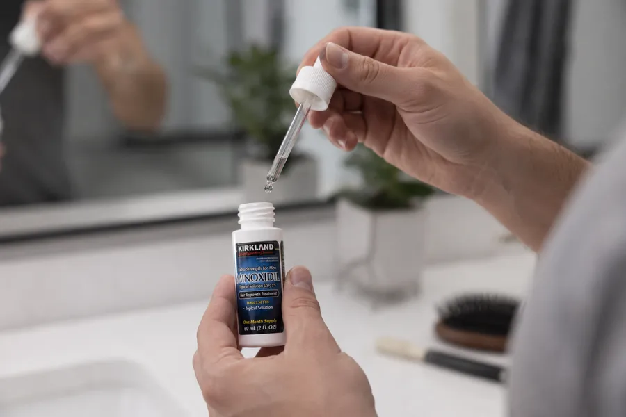 Flacon de Minoxidil 5% pour homme — protocole d'application et résultats à 6 mois