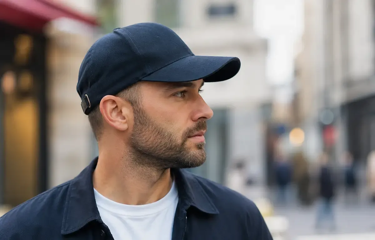 Hombre quitándose la gorra y revisando su cuero cabelludo — ¿usar gorra te deja calvo?